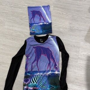 Burton Dry Ride Girls Long Sleeve Shirt with Deer and Snail Design